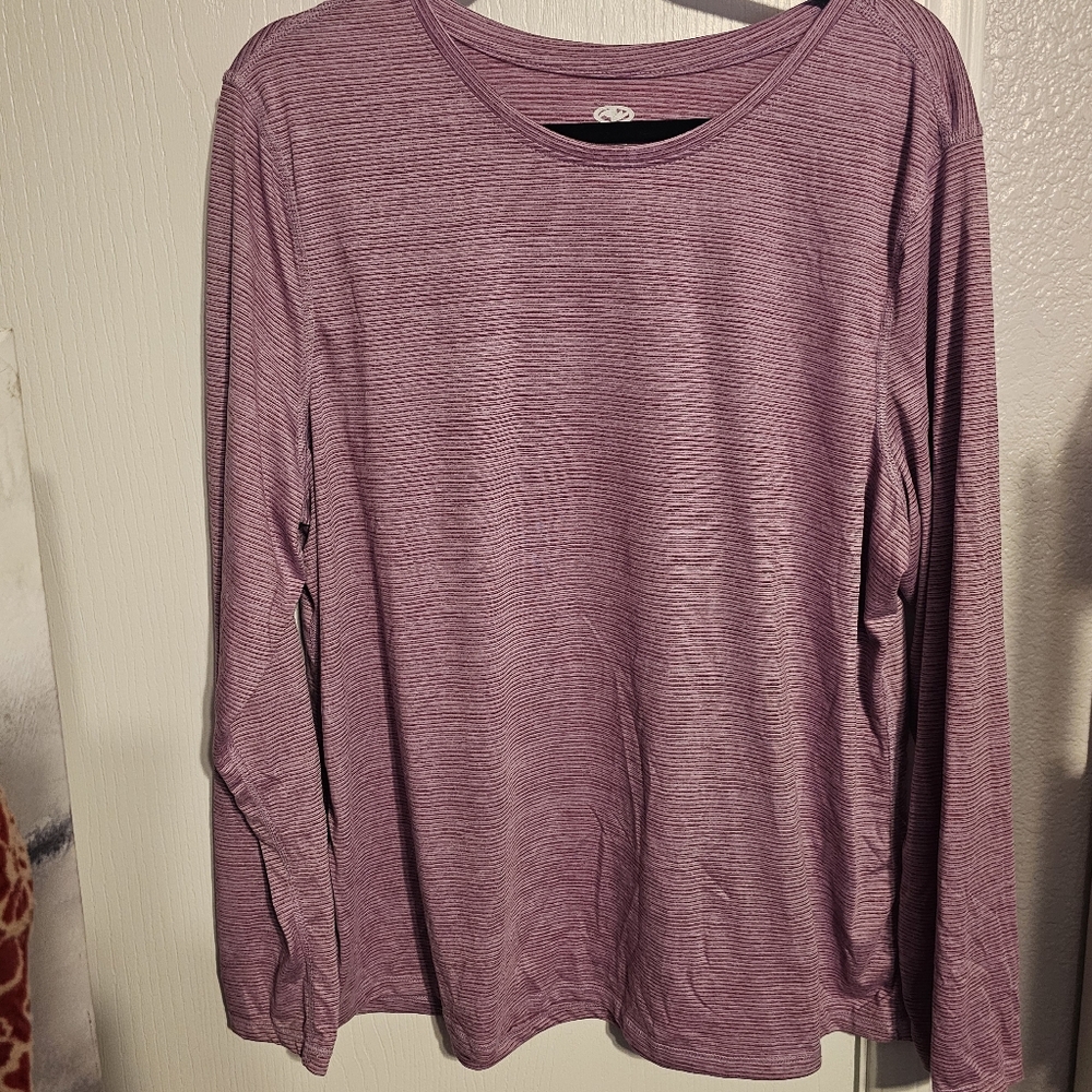 Athletic Works Maroon Heathered Long Sleeve Shirt